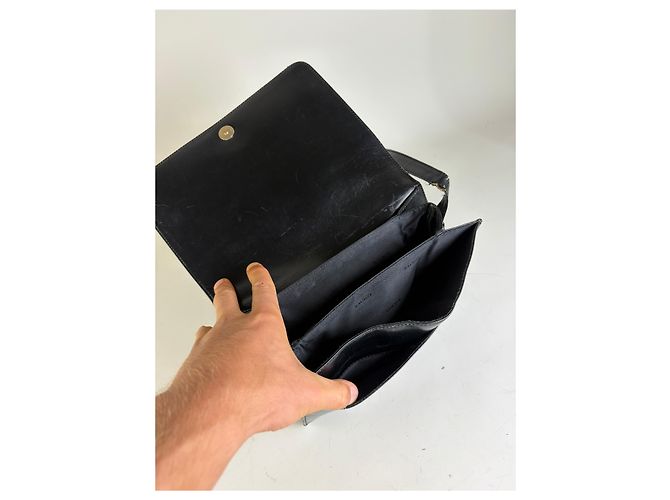 Vintage Loewe Strukturierte Leder-Schultertasche Schwarz Gold - Ansicht 3