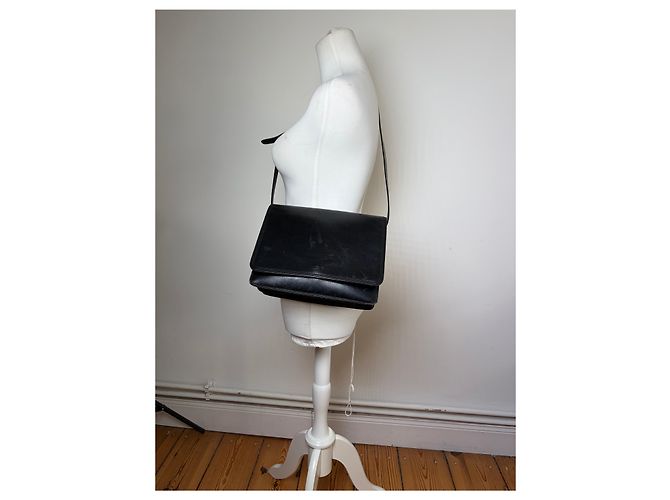 Vintage Loewe Strukturierte Leder-Schultertasche Schwarz Gold - Ansicht 4