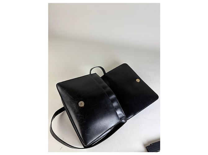 Vintage Loewe Strukturierte Leder-Schultertasche Schwarz Gold - Ansicht 6