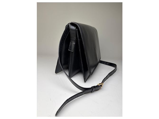 Vintage Loewe Strukturierte Leder-Schultertasche Schwarz Gold - Ansicht 9