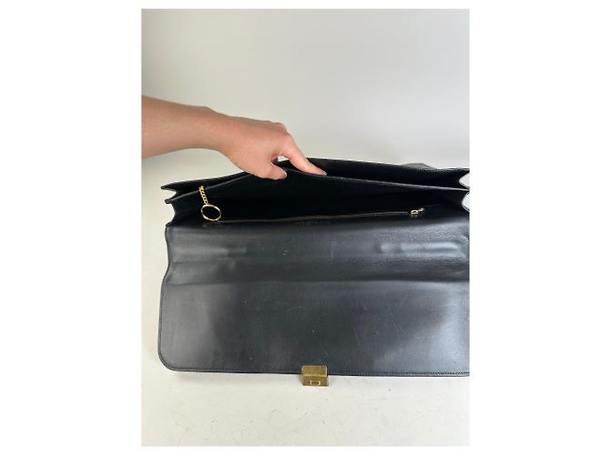 Vintage Givenchy Structured Leather Briefcase Black Gold - view 11
