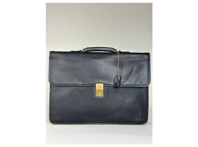 Vintage Givenchy Structured Leather Briefcase Black Gold - view 12