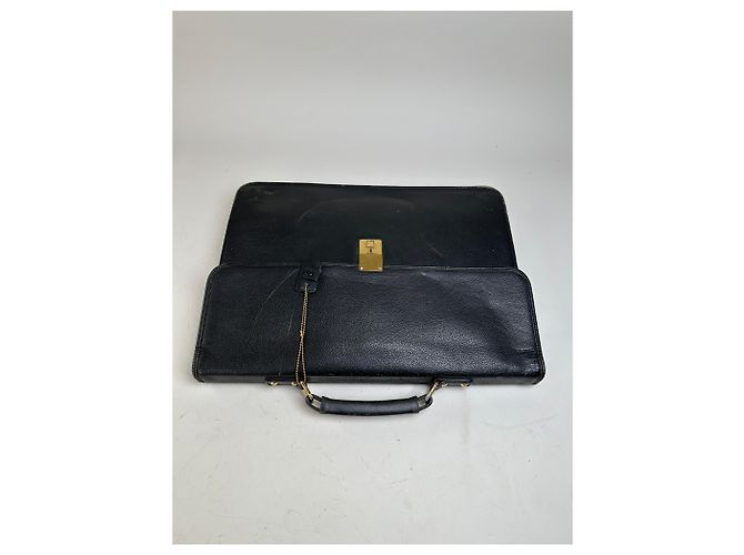 Vintage Givenchy Structured Leather Briefcase Black Gold - view 14