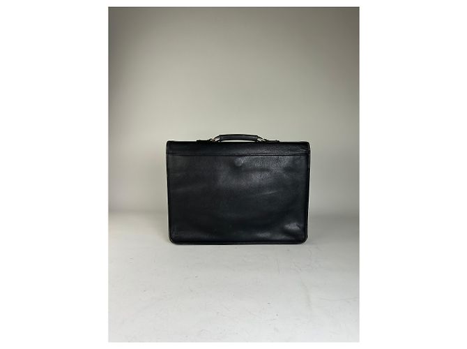 Vintage Givenchy Structured Leather Briefcase Black Gold - view 2