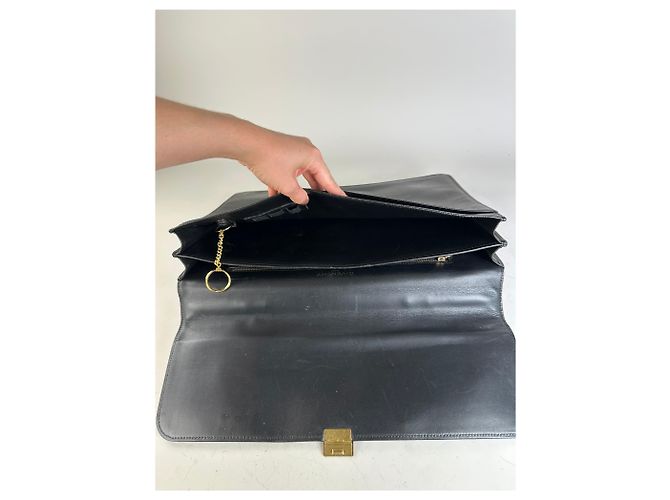 Vintage Givenchy Structured Leather Briefcase Black Gold - view 3