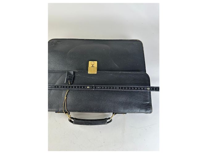 Vintage Givenchy Structured Leather Briefcase Black Gold - view 7