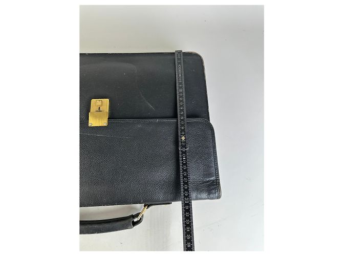 Vintage Givenchy Structured Leather Briefcase Black Gold - view 9