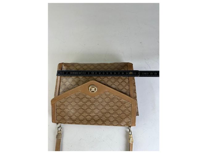 16 Céline Vintage Celine GG Monogram Canvas Schultertasche Tan Brown Kamel - Ansicht 11