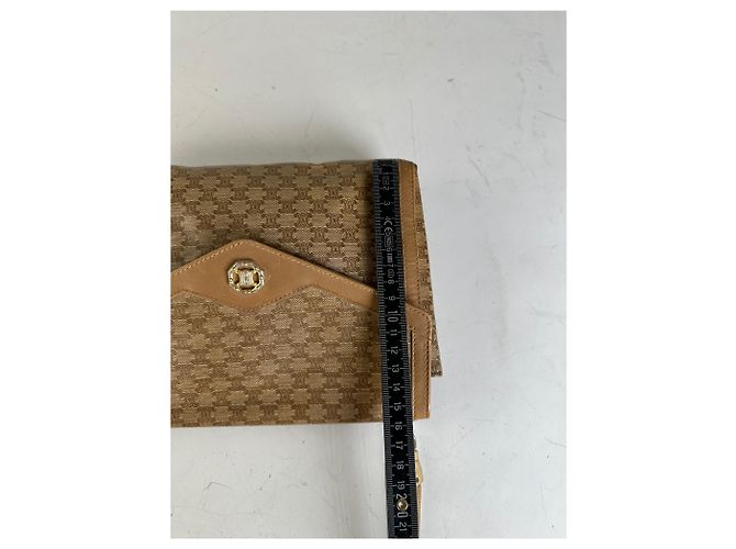 16 Céline Vintage Celine GG Monogram Canvas Schultertasche Tan Brown Kamel - Ansicht 12