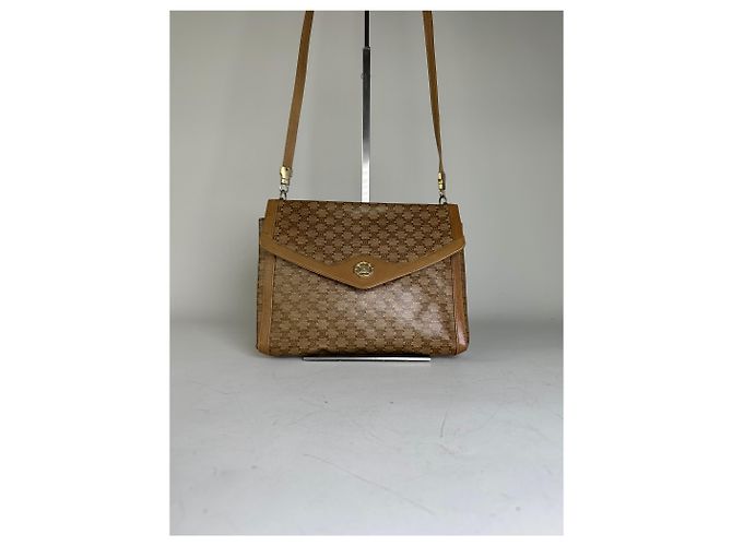 16 Céline Vintage Celine GG Monogram Canvas Schultertasche Tan Brown Kamel - Ansicht 14