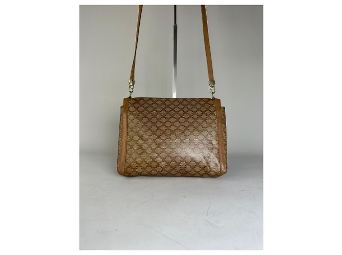 16 Céline Vintage Celine GG Monogram Canvas Schultertasche Tan Brown Kamel - Ansicht 15