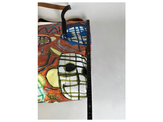 Vintage Marni Coated Canvas Tote Rot Blau Grün Weiß - Ansicht 10