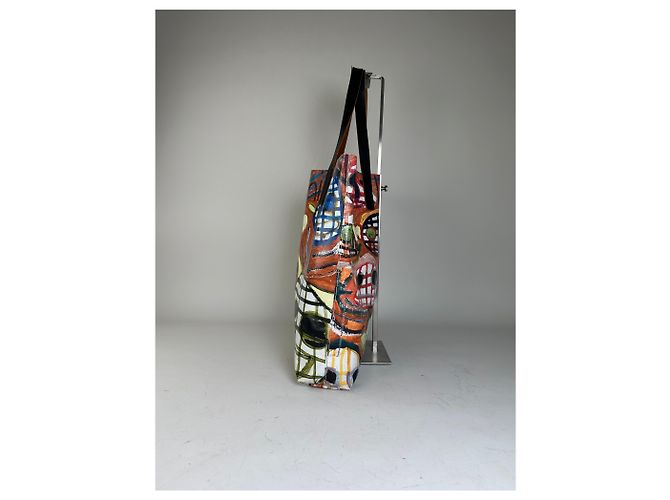 Vintage Marni Coated Canvas Tote Rot Blau Grün Weiß - Ansicht 4
