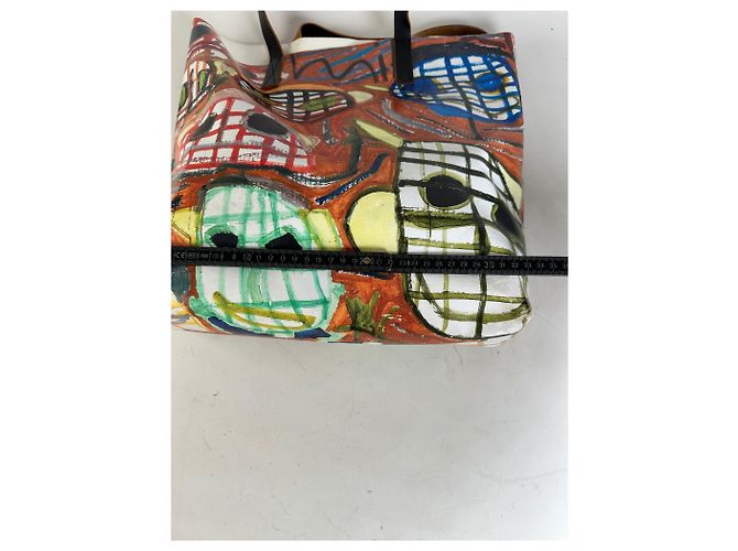 Vintage Marni Coated Canvas Tote Rot Blau Grün Weiß - Ansicht 9