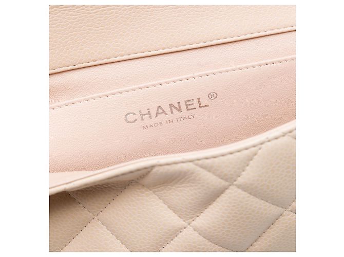 Clutch Chanel trapuntata in caviale beige con tracolla a catena - vista 5