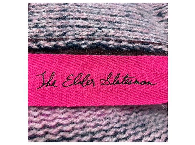 Autre Marque Der Elder Statesman Langen Cardigan aus Kaschmir in Magenta / Pink gestreift mit Gürtel Mehrfarben - Ansicht 4