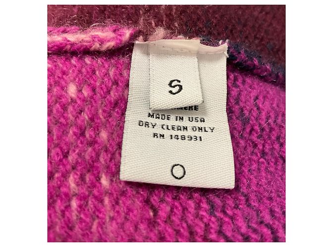 Autre Marque Der Elder Statesman Langen Cardigan aus Kaschmir in Magenta / Pink gestreift mit Gürtel Mehrfarben - Ansicht 5
