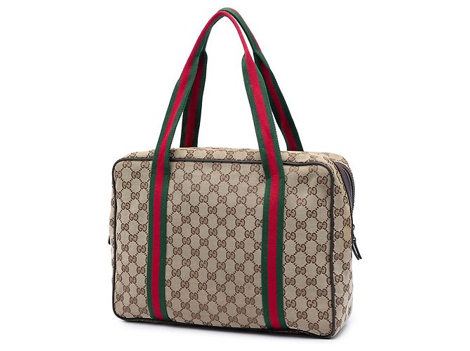 Borsa business Gucci GG Canvas Web beige - vista 2