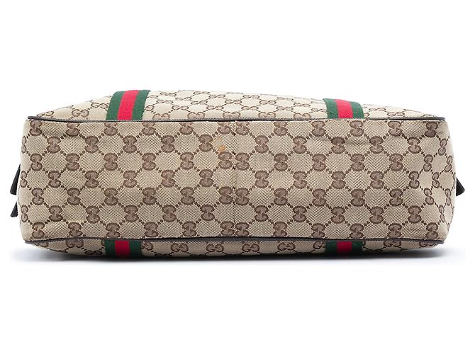 Borsa business Gucci GG Canvas Web beige - vista 3