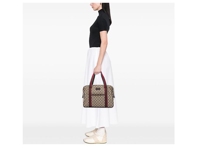 Borsa business Gucci GG Canvas Web beige - vista 5