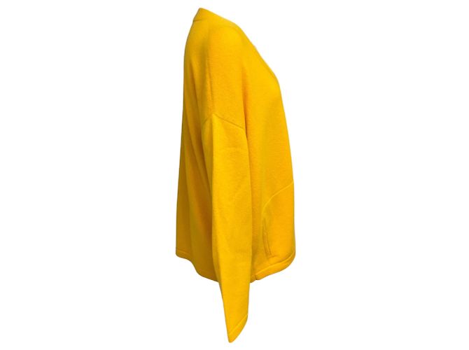 Akris Kaschmir-Strickpullover in Senfgelb mit Reißverschluss vorne - Ansicht 2