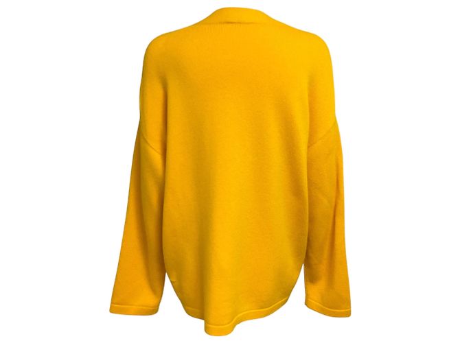 Akris Kaschmir-Strickpullover in Senfgelb mit Reißverschluss vorne - Ansicht 3