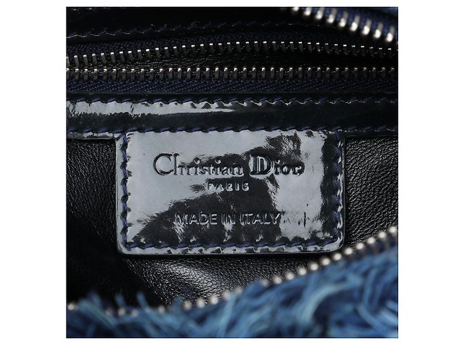 Borsa Lady Dior Medium in tweed blu - vista 5