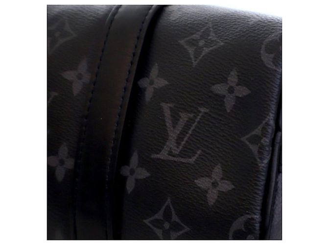 Borsa Keepall Bandouliere 25 Louis Vuitton Monogram Eclipse Reverse Nera Nero - vista 10