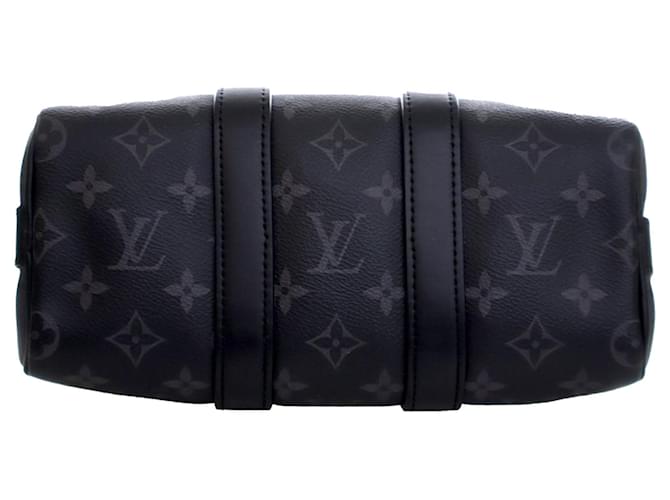 Borsa Keepall Bandouliere 25 Louis Vuitton Monogram Eclipse Reverse Nera Nero - vista 5