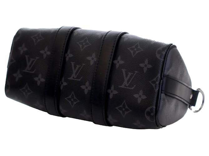 Borsa Keepall Bandouliere 25 Louis Vuitton Monogram Eclipse Reverse Nera Nero - vista 6