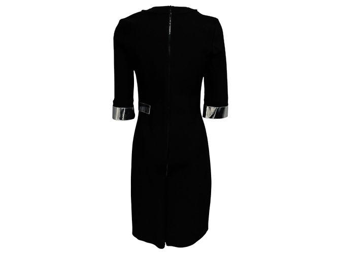 Thierry Mugler Mugler schwarzes Bodycon-Midikleid aus Stretch-Strick mit silbernem Besatz - Ansicht 3