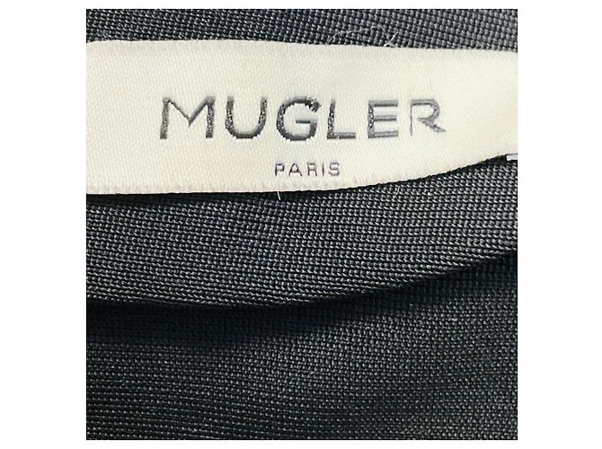 Thierry Mugler Mugler schwarzes Bodycon-Midikleid aus Stretch-Strick mit silbernem Besatz - Ansicht 4