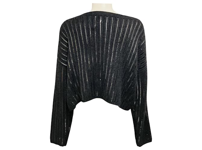 Michael Kors Collection Kaschmirpullover mit Pailletten in Anthrazitgrau - Ansicht 3