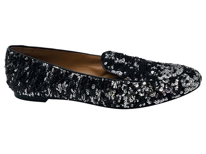 Mocassini bassi Aquazzura Silver Metallic Sequined Argento - vista 2