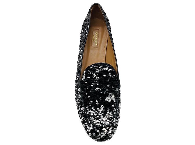 Mocassini bassi Aquazzura Silver Metallic Sequined Argento - vista 4