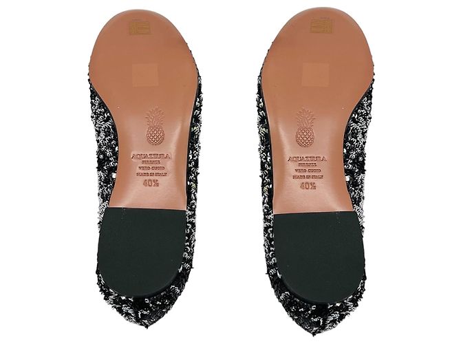 Mocassini bassi Aquazzura Silver Metallic Sequined Argento - vista 7