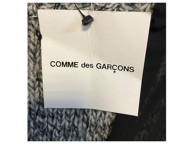 Abito midi Junya Watanabe in tweed nero / grigio e chiffon trasparente - vista 5