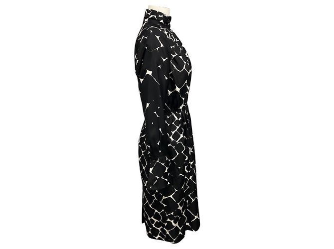 Vestido midi de seda de manga larga estampado Negro / Marfil Marc Jacobs - vista 2