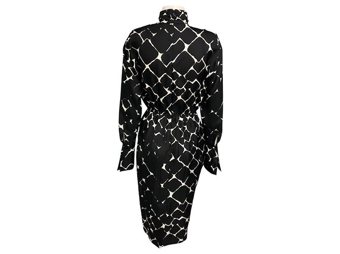 Vestido midi de seda de manga larga estampado Negro / Marfil Marc Jacobs - vista 3
