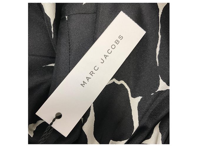 Vestido midi de seda de manga larga estampado Negro / Marfil Marc Jacobs - vista 5