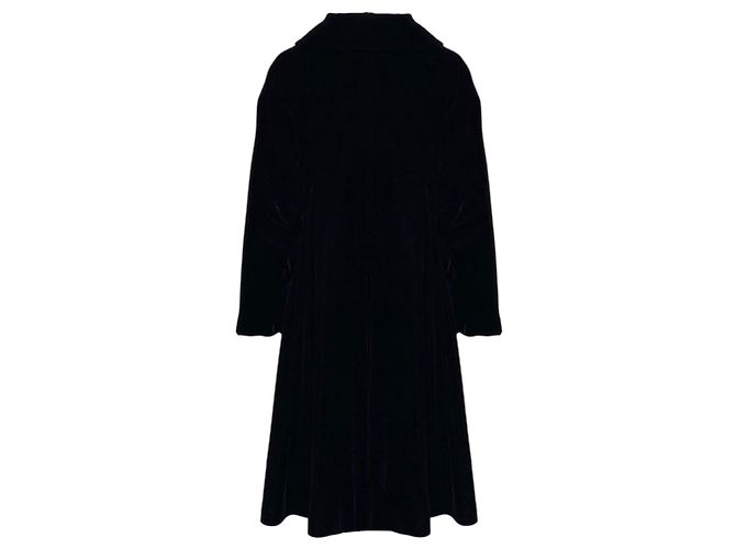 Comme des Garcons mittellanger Samtmantel in Marineblau mit Knopfleiste - Ansicht 3