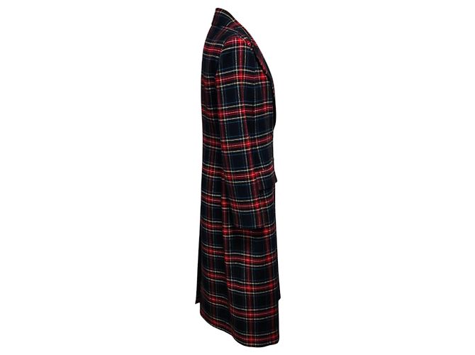 Ermanno Scervino Black / Red / Blue Multi Plaid Double Breasted Mid-Length Wool Coat Multiple colors - view 2