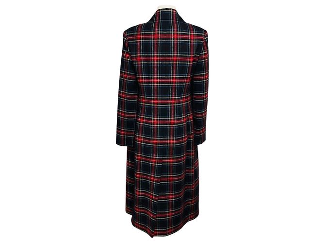 Ermanno Scervino Black / Red / Blue Multi Plaid Double Breasted Mid-Length Wool Coat Multiple colors - view 3