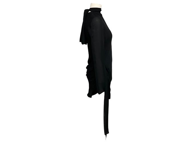 Autre Marque Brandon Maxwell Raina Kleid aus schwarzer Seidengeorgette - Ansicht 2