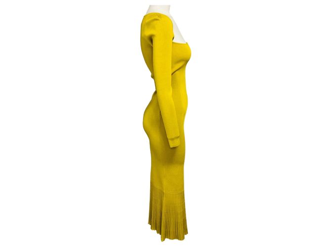 Autre Marque Galvan London Atalanta Figuriertes Strick-Midikleid Chartreuse / Yellow Gelb - Ansicht 2