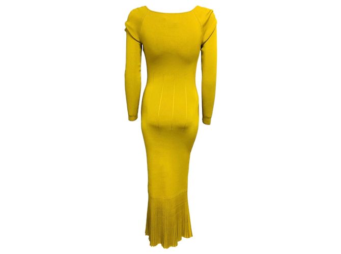 Autre Marque Galvan London Atalanta Figuriertes Strick-Midikleid Chartreuse / Yellow Gelb - Ansicht 3