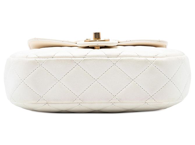 White Chanel CC Quilted Lambskin Top Handle Bag Satchel - view 3