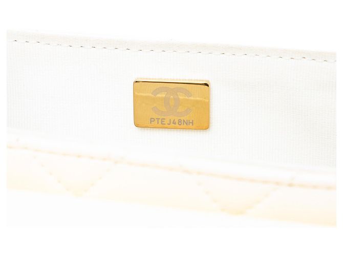 White Chanel CC Quilted Lambskin Top Handle Bag Satchel - view 6