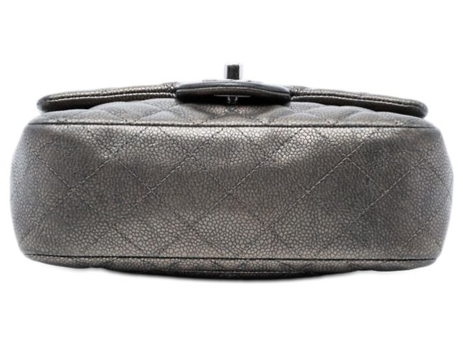 Borsa a tracolla Chanel Mini Rectangular Classic Metallic Caviar Single Flap Grigia Grigio - vista 3