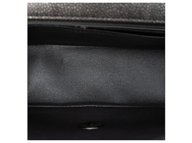 Borsa a tracolla Chanel Mini Rectangular Classic Metallic Caviar Single Flap Grigia Grigio - vista 4